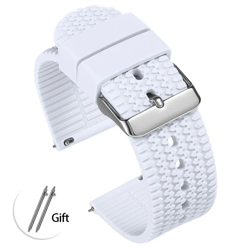 22mm Waffle Rubber Watch Band Quick Release Silicone Strap for Seiko Diver SKX