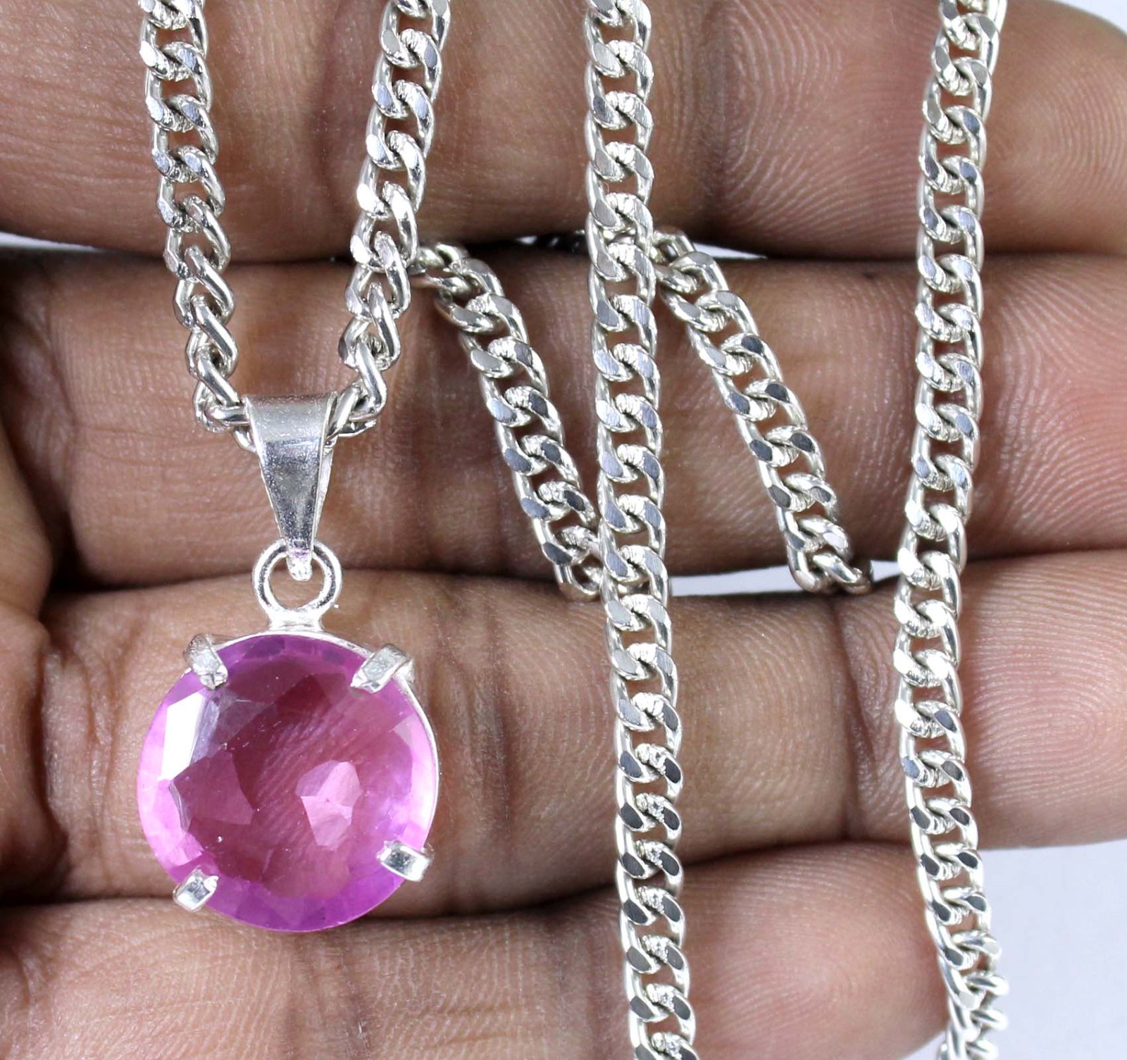11.70 Ct Natural Round Pink Kunzite Gemstone Certified Men’s Pendant See Video