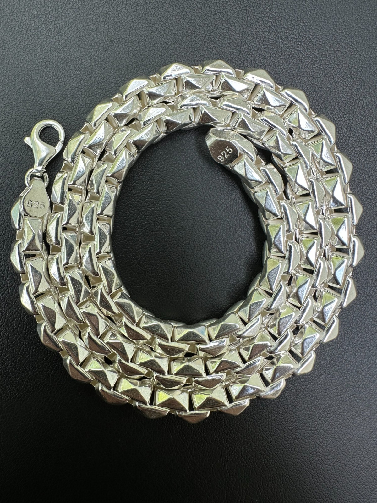 8mm 925 Sterling Silver Men Diamond Cut Rolo Hermes Link Chain Necklace Bracelet
