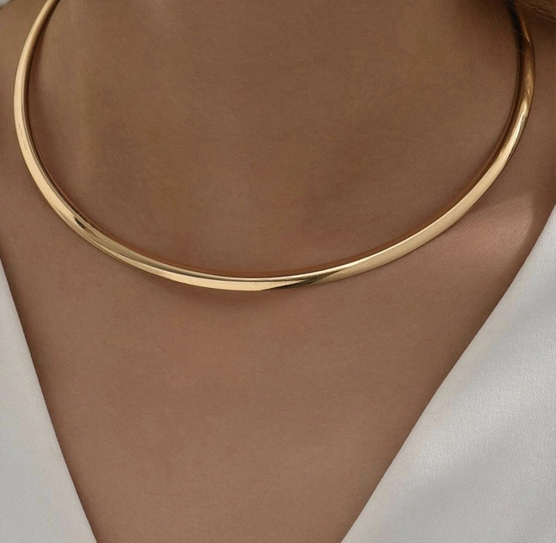 Gold Tone Collar Choker Necklace Cable Chain Lobster Clasp Adjustable 13+5cm