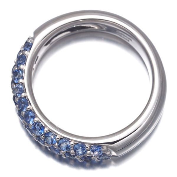 Auth RUGIADA Ring Sapphire Paved US6-6.25 18K 750 White Gold