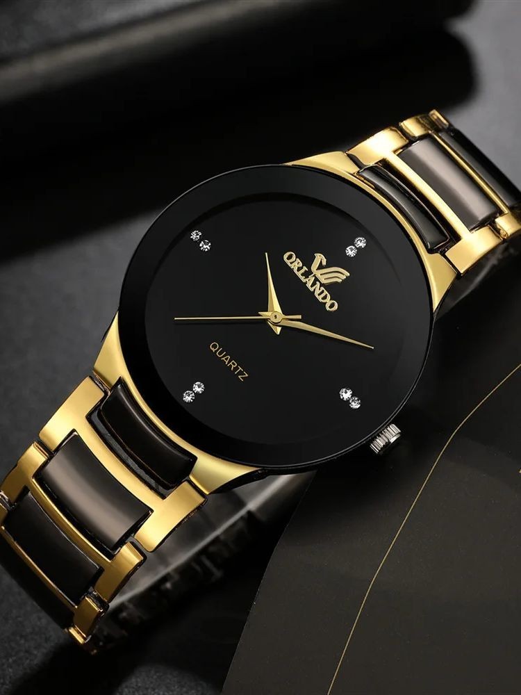 Luxury Men Quartz Wrist Watch Gold Black Stainless Steel Casual Business