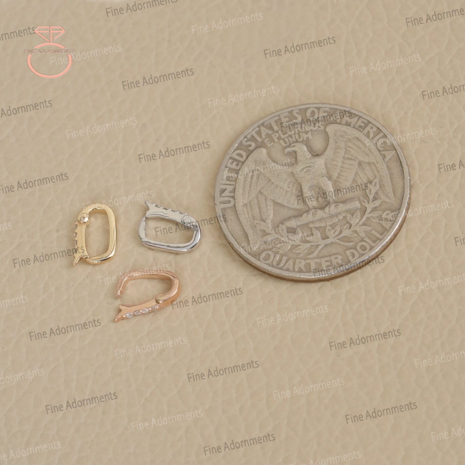 Solid 14K Gold Clasp Finding Natural Pave Diamond Handmade Fine Jewelry (Single)