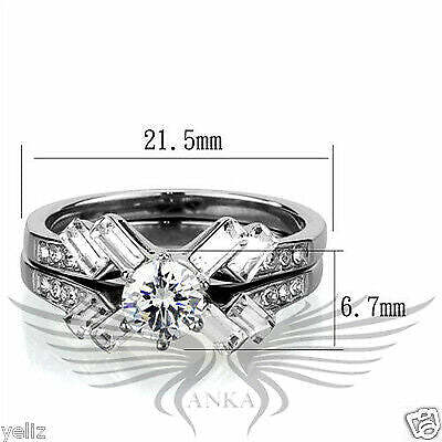Brilliant 0.66Ct Round Cut Cubic Zircon CZ AAA Wedding Set 5 6 7 8 9 10 Tk1856