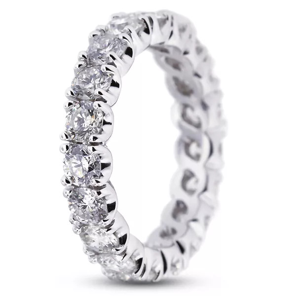 18K Gold Eternity Wedding Ring Classic 3.50 Carat Round Lab-Grown Diamond E VVS2