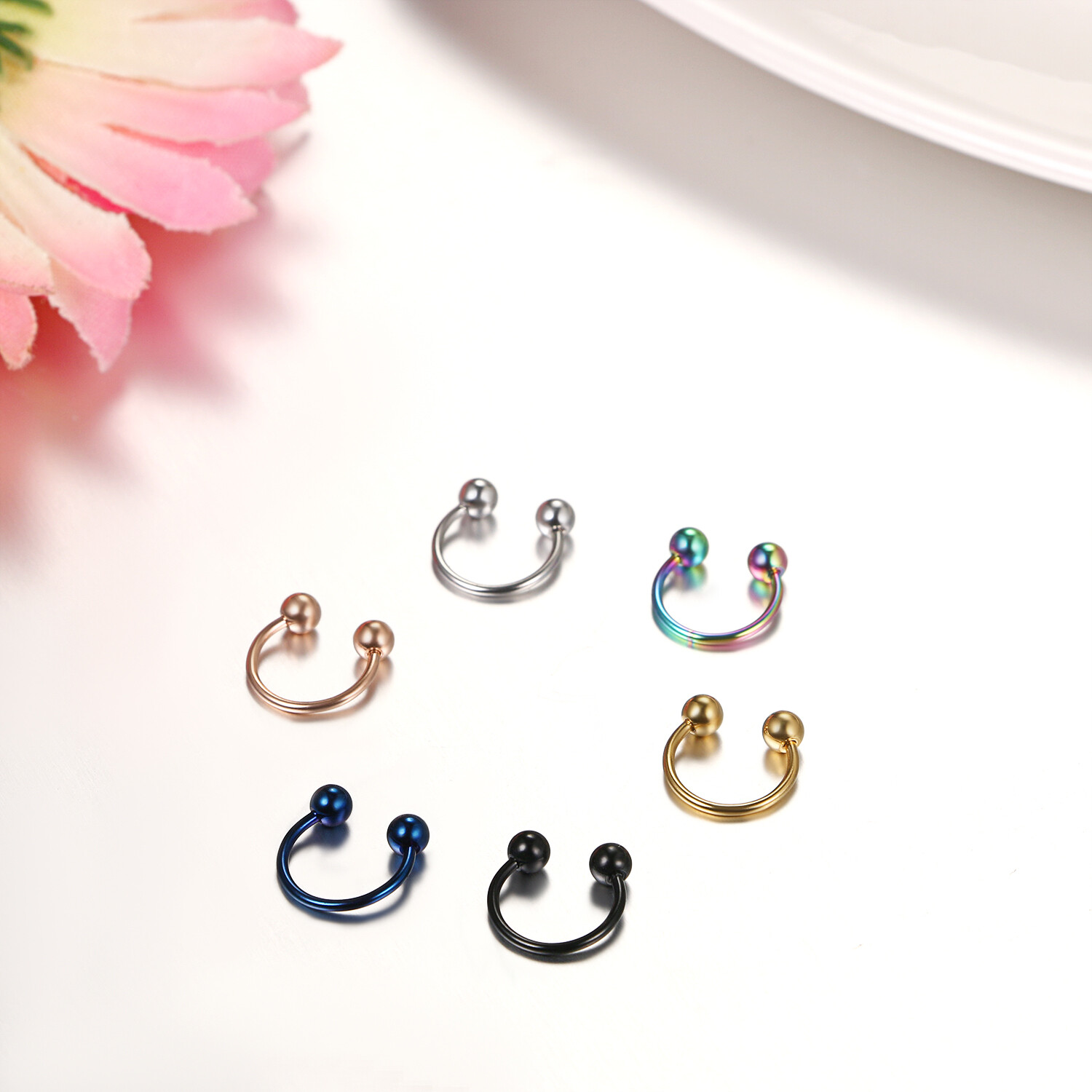 6Pcs 20G Horseshoe Septum Earrings Tragus Lip Nose Eyebrow Body Piercing Ring