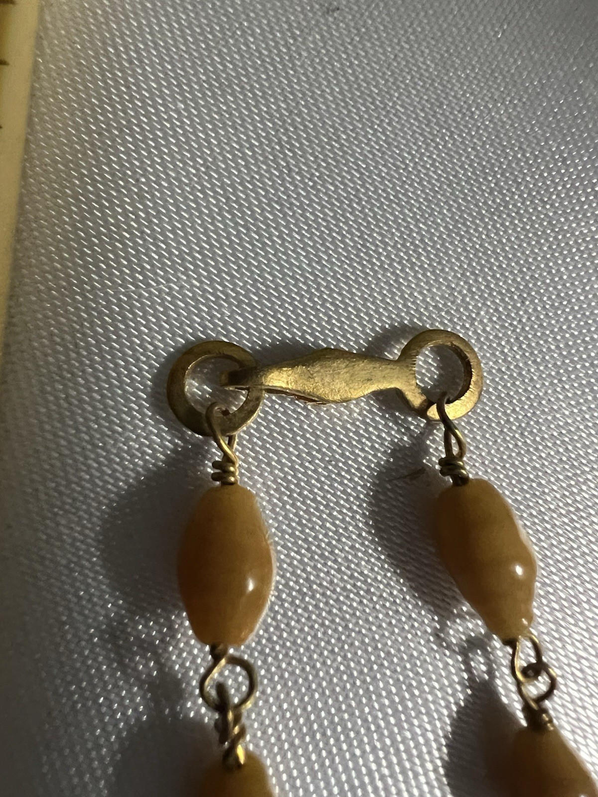 Vintage Mid Century Czech Glass Y Necklace Cobalt Blue Caramel Drop 25″