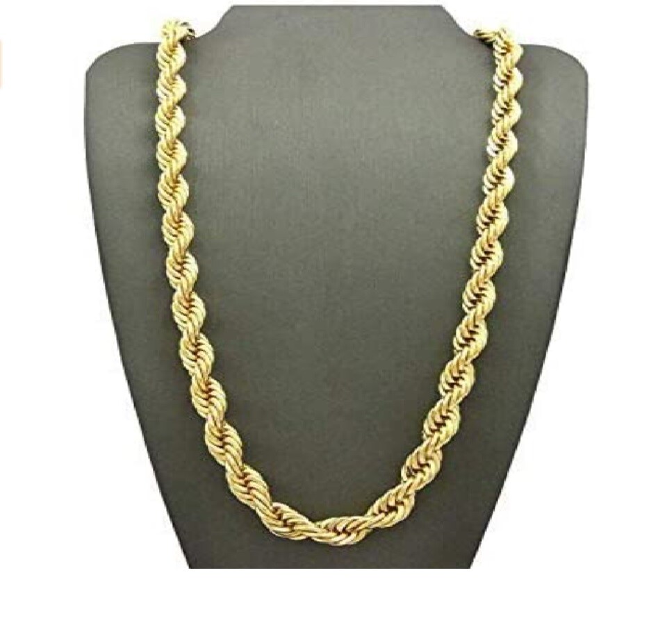 18K Yellow Gold Filled Tarnish-Free 4 mm wide 22inch Italian Rope Chain Necklace