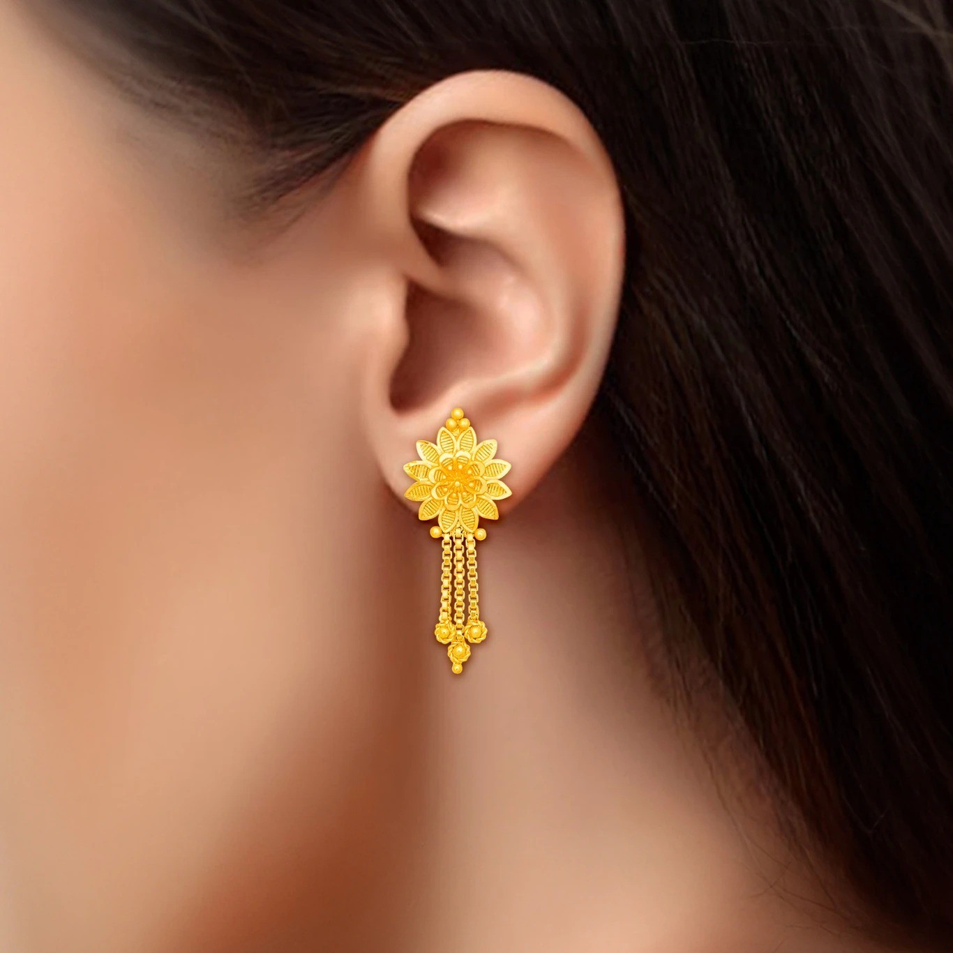 Traditional Micron Plated South Screw Back Stud Earring For Girls Brass Drops