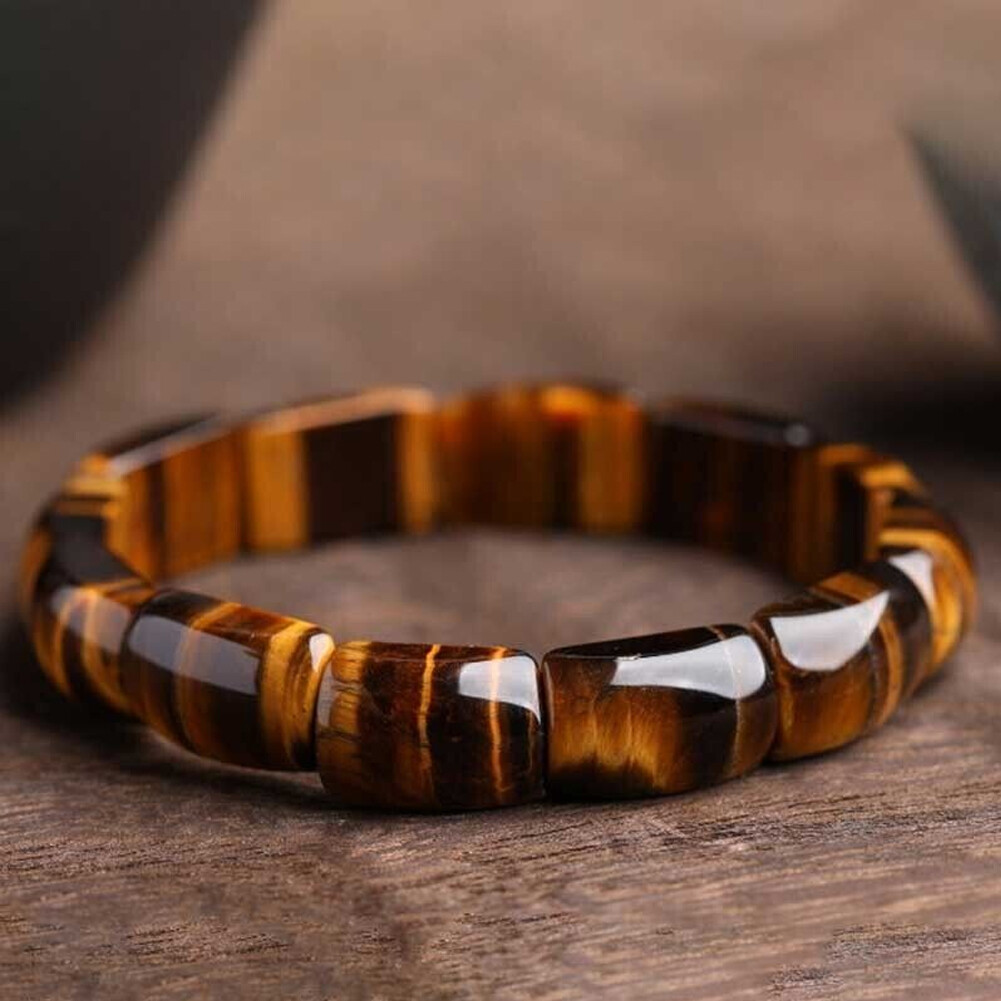 Natural Tiger’s Eye Stone Bracelet Brown Gemstone Stretch bracelet for Men USA