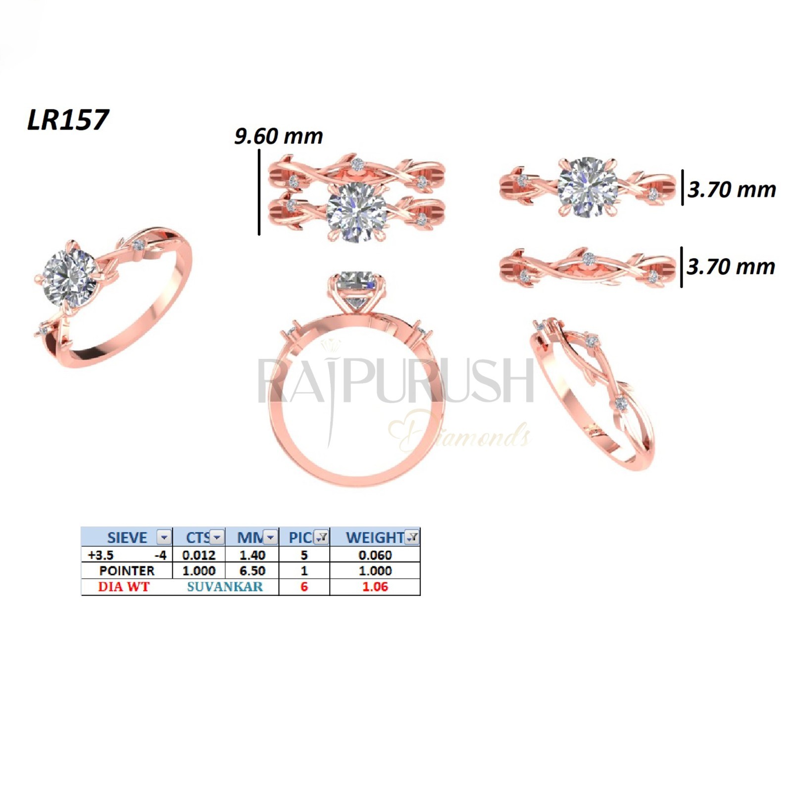 Round Moissanite Engagement Ring Set Nature-Inspired Vine Band Sterling Silver