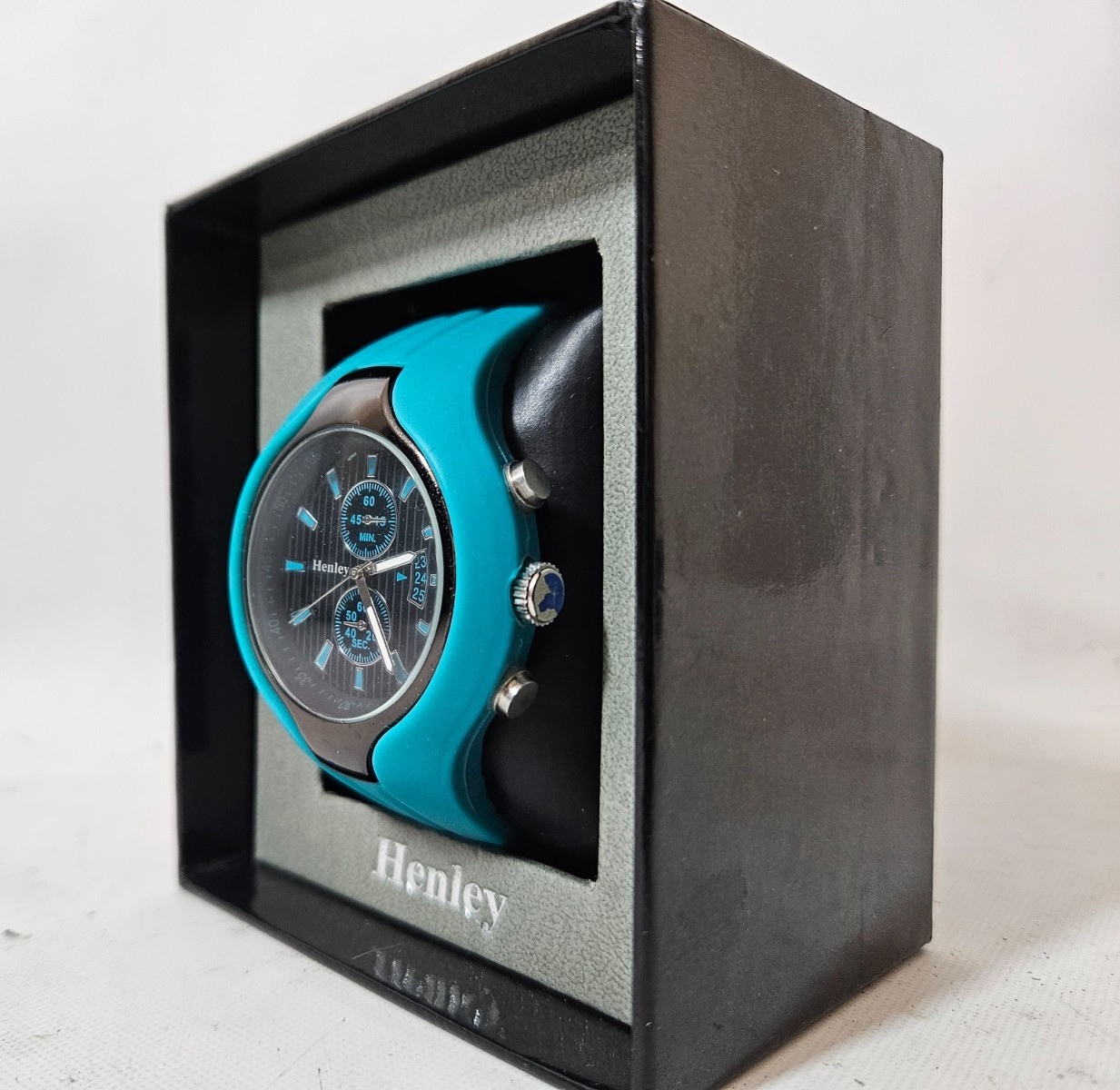 Henley Men’s Sports Watch Turquoise H02042.6, SIlicone Strap, Splash-proof, EXC