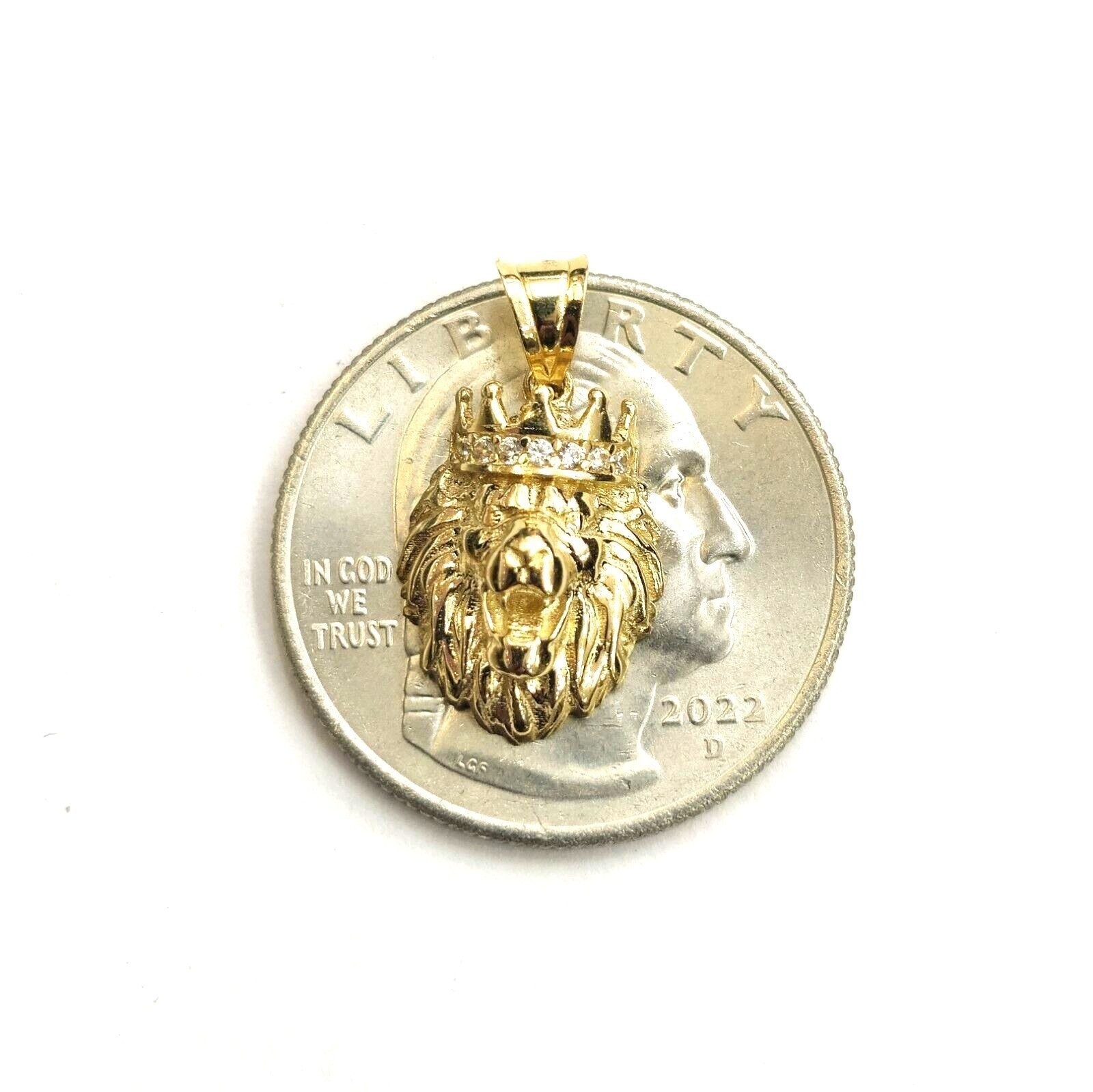 New Real 14k yellow Gold tiny lion head face crown Leo zodiac Pendant charm 1.5g