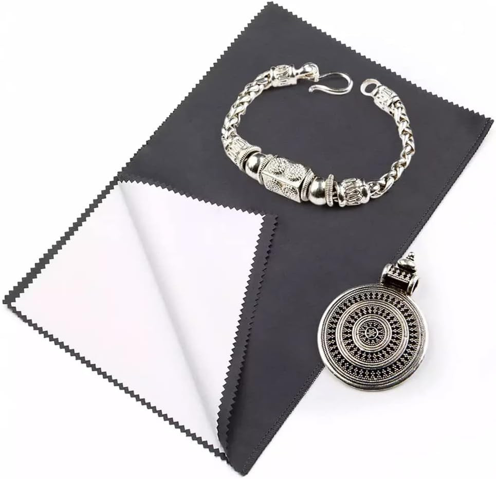 4Pcs Silver Polishing Cloth Large Jewelry Cleaning Cloths,Multi-Layer Double-Sid