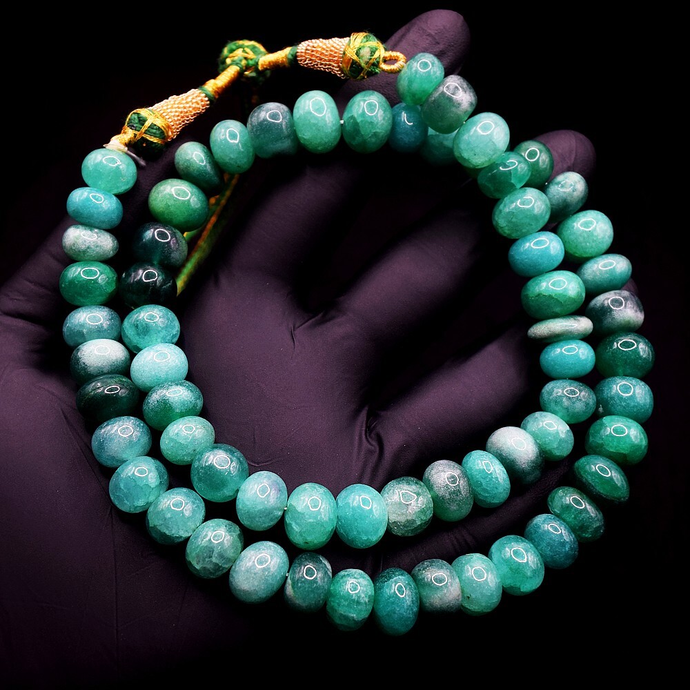 459 Cts Green Emerald Very Attractive Beaded Best Necklace Jewelry VK 02 E601