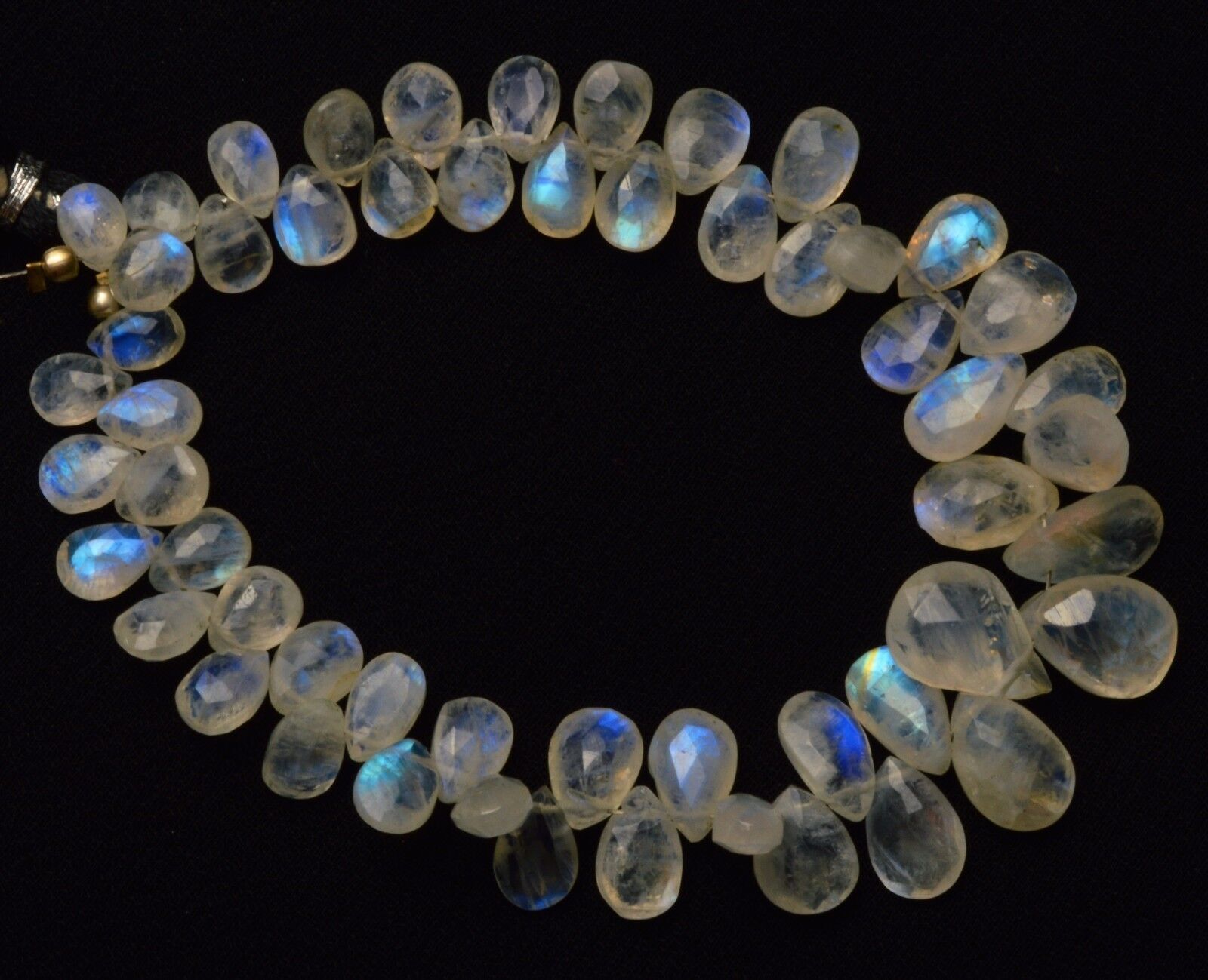Natural Gem Blue Flash Moonstone 5×7 to 9x13MM Facet Pear Shape Briolettes 7.5″