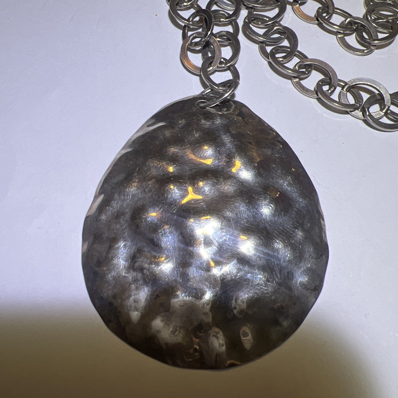 Vintage SILPADA Sterling Silver Hammered Large Pendant Toggle Necklace 35.4g