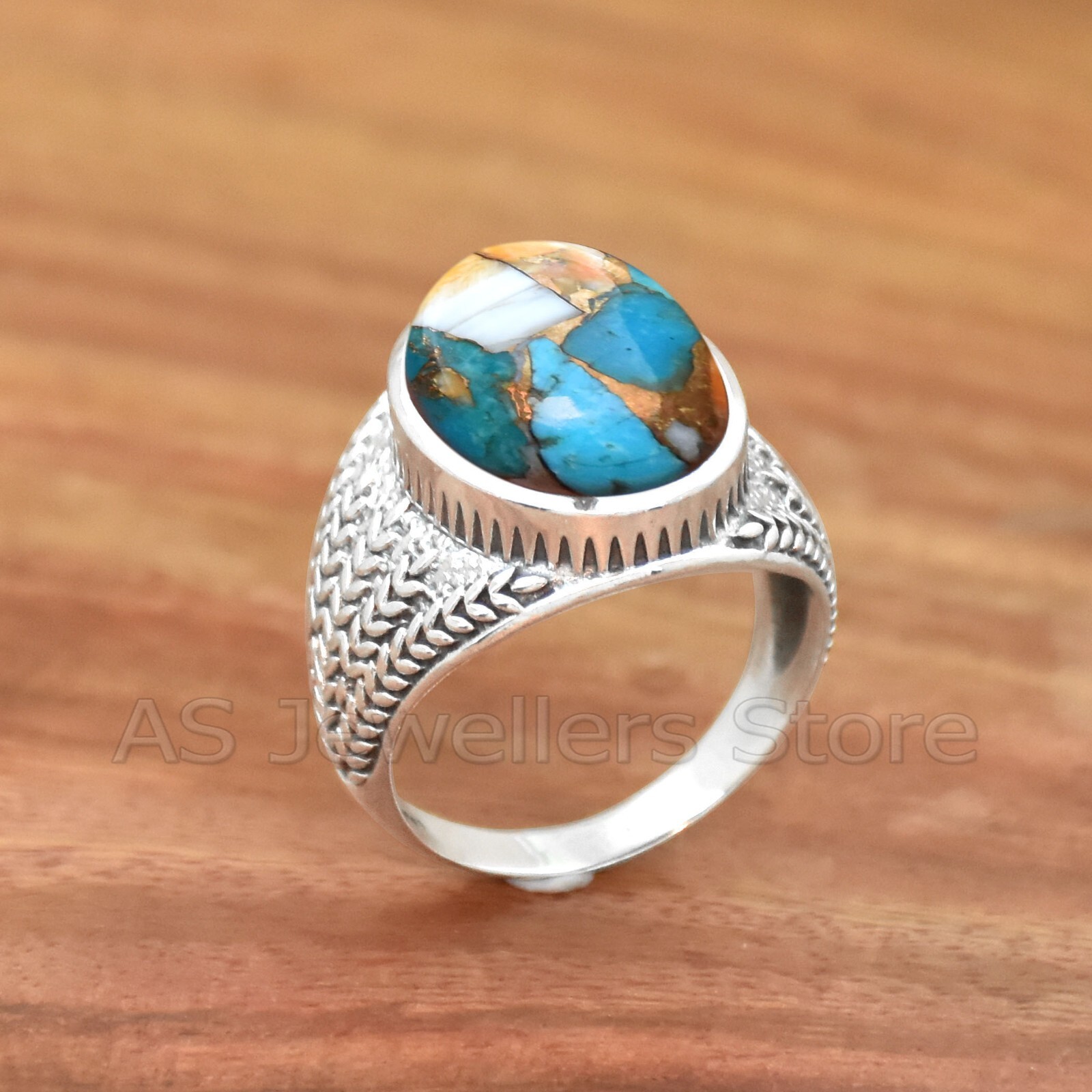 925 Sterling Silver Ring, Handmade Ring, Oyster Turquoise Ring, Gemstone Jewelry