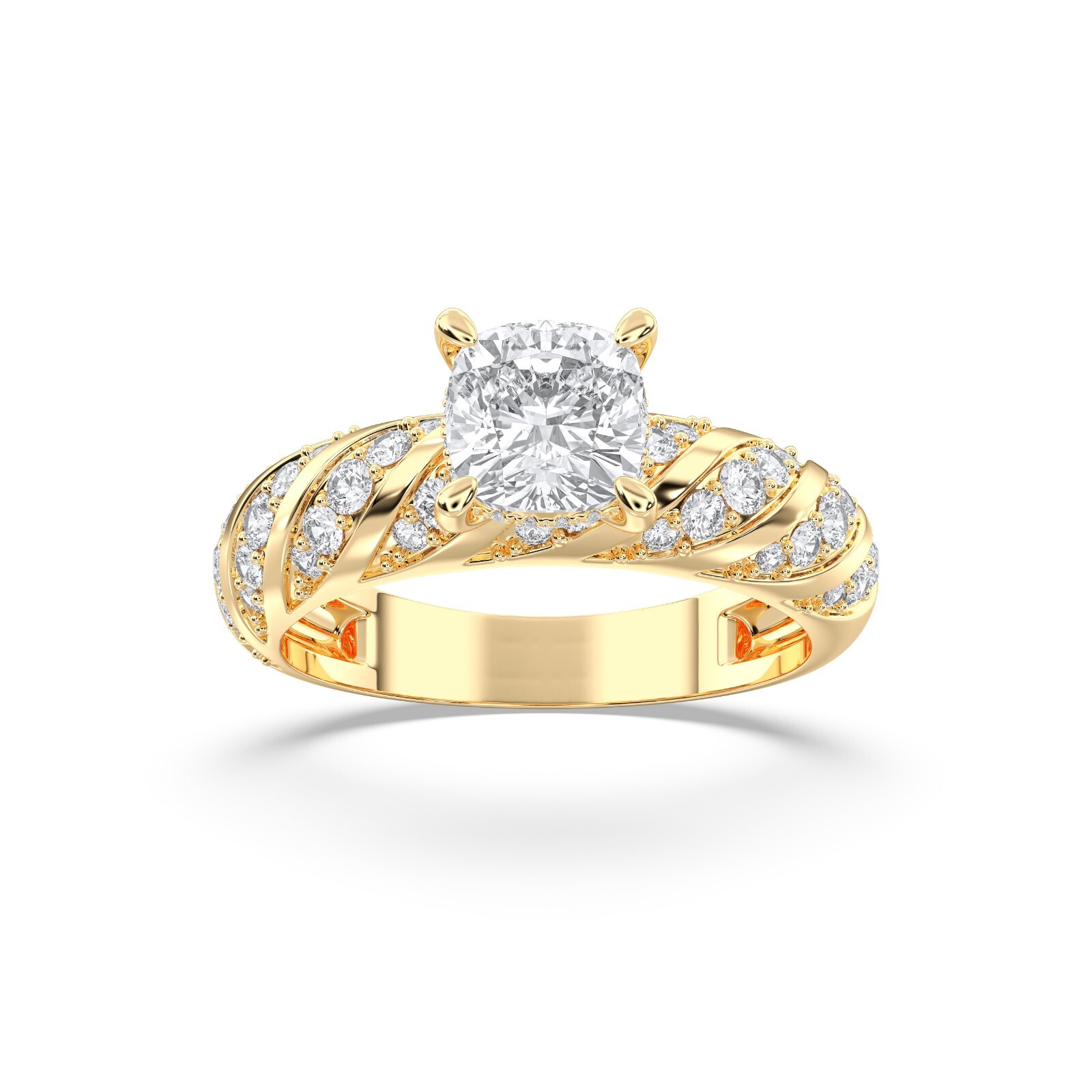 2.60 Carat Cushion Moissanite Stone Luxuries Style Engagement Ring in Silver