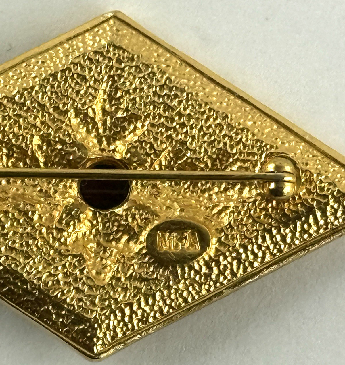 Museum Fine Arts Boston-Neo-Classic Revival Faux Garnet Brooch Pin 2″ Gold Tone