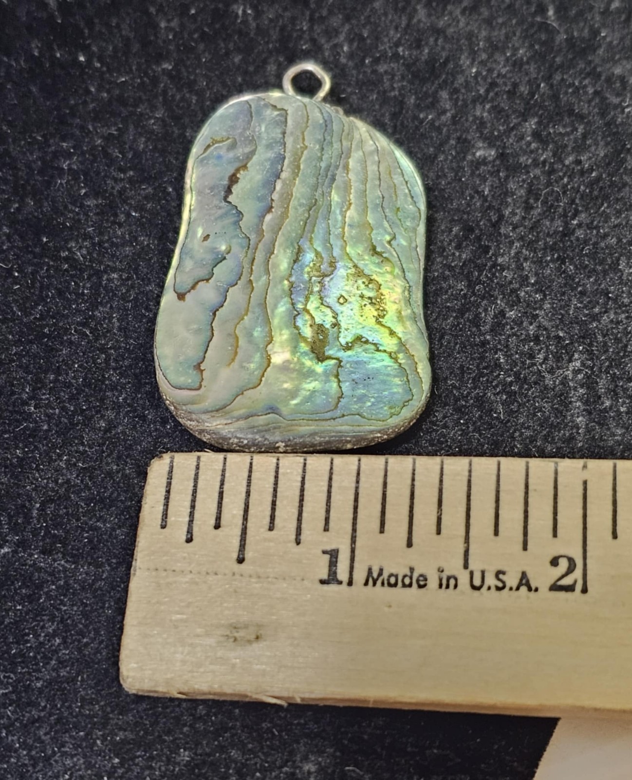 Vtg Large Abalone Shell Pendant Flat 2.25in- B23