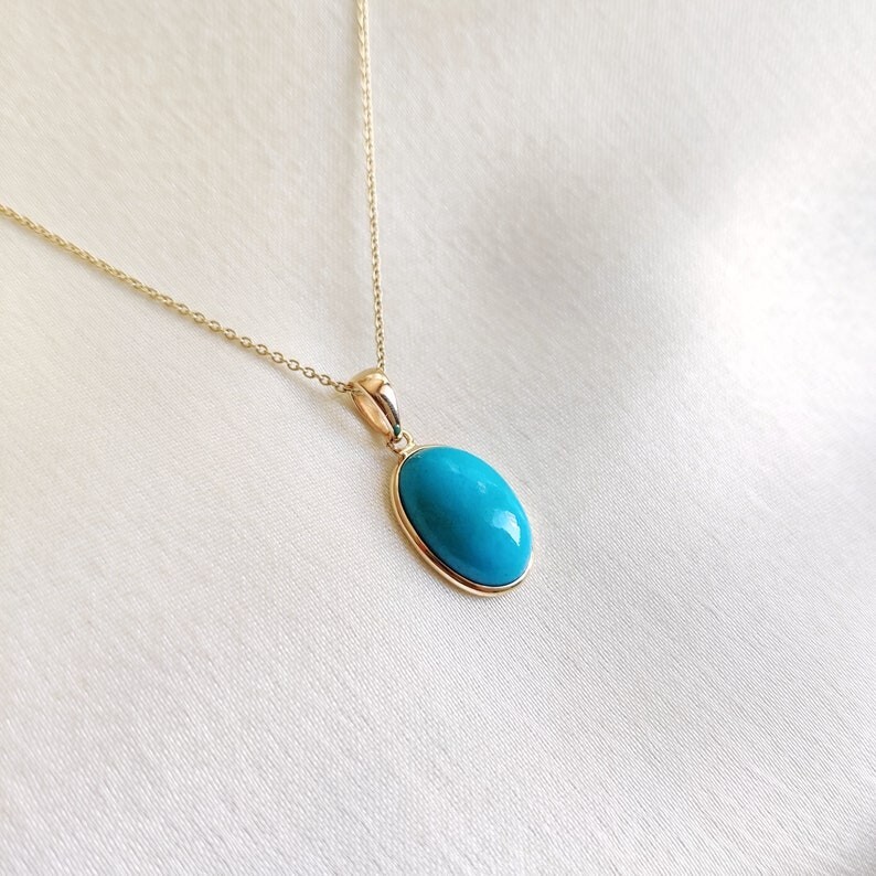 Gold Plated Sleeping Beauty Turquoise Pendant, Turquoise Sterling Silver Pendant