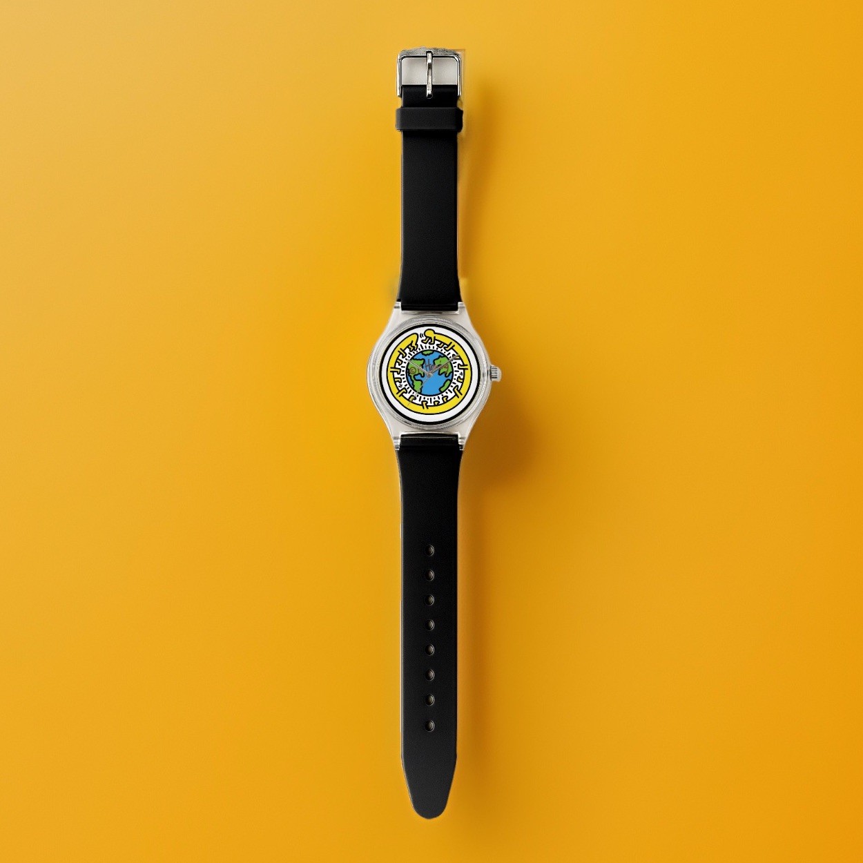 KEITH HARING Retro GLOBE Pop Art Gift Wrist Watch Wristwatch