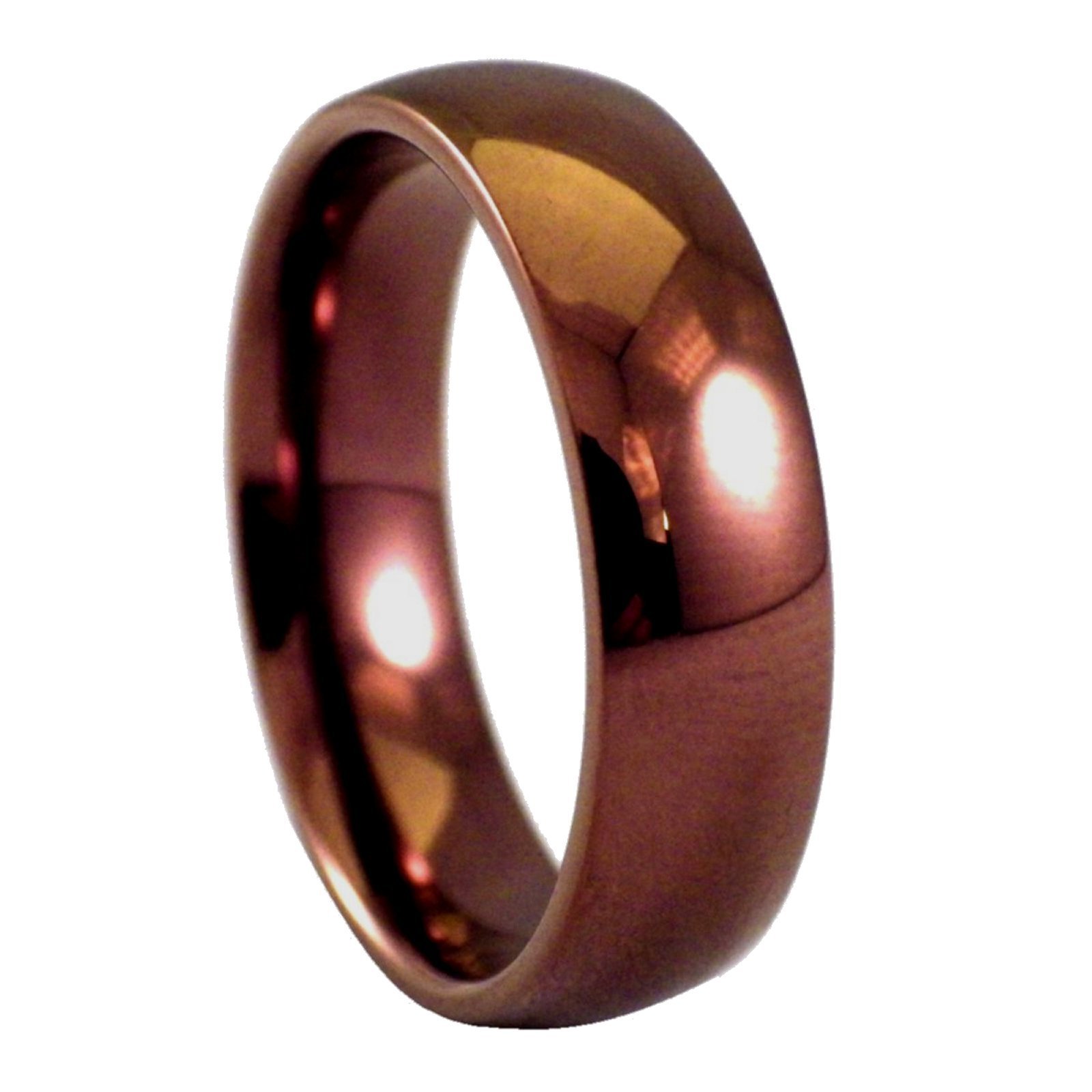 Coffee Ring Mens Womens Copper Color Stainless Steel Wedding Band Sizes 3-16 6mm