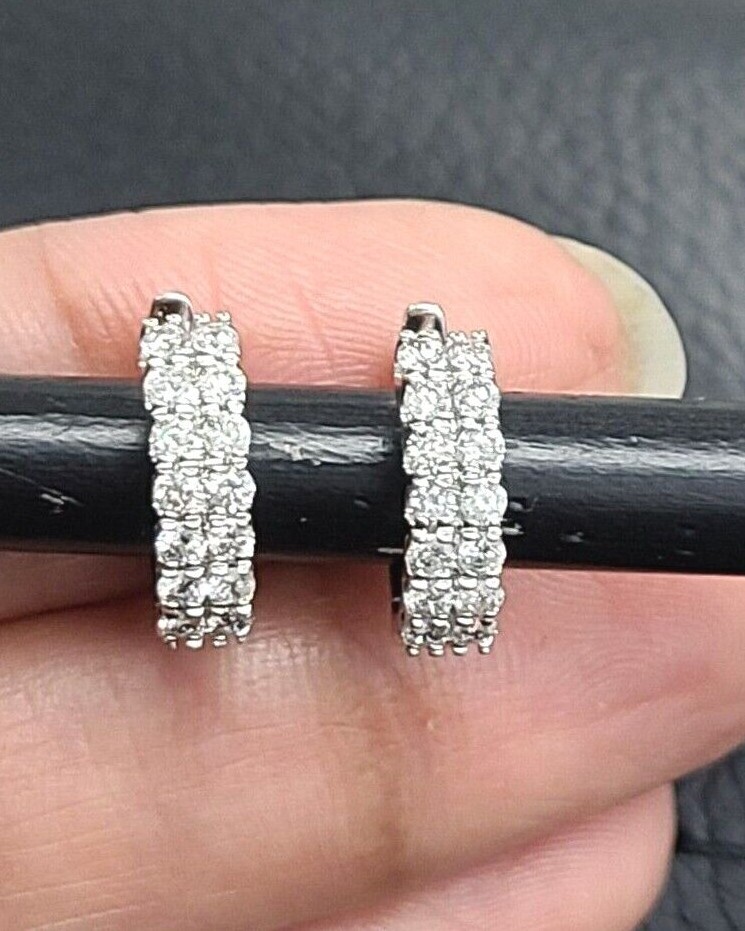 STEAL DEAL! 0.70 Carat Natural Round Diamonds Hoops Huggies Earrings in 14k Gold