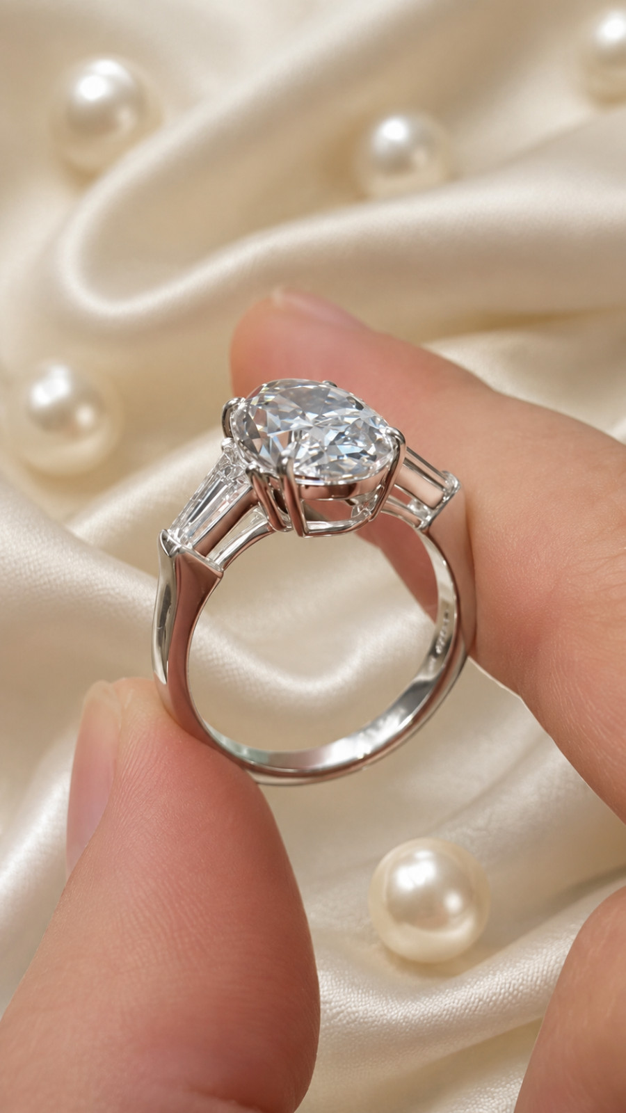 IGI Certified Lab Grown Diamond Engagement Ring 6.80 Ct Oval Cut 14k White Gold