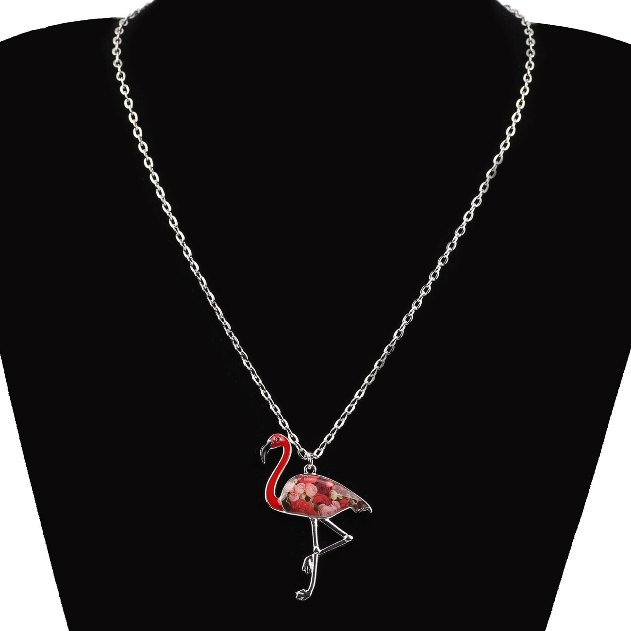 Enamel Alloy Cute Flamingo Bird Necklace Pendant Animals Charms Jewelry Gifts