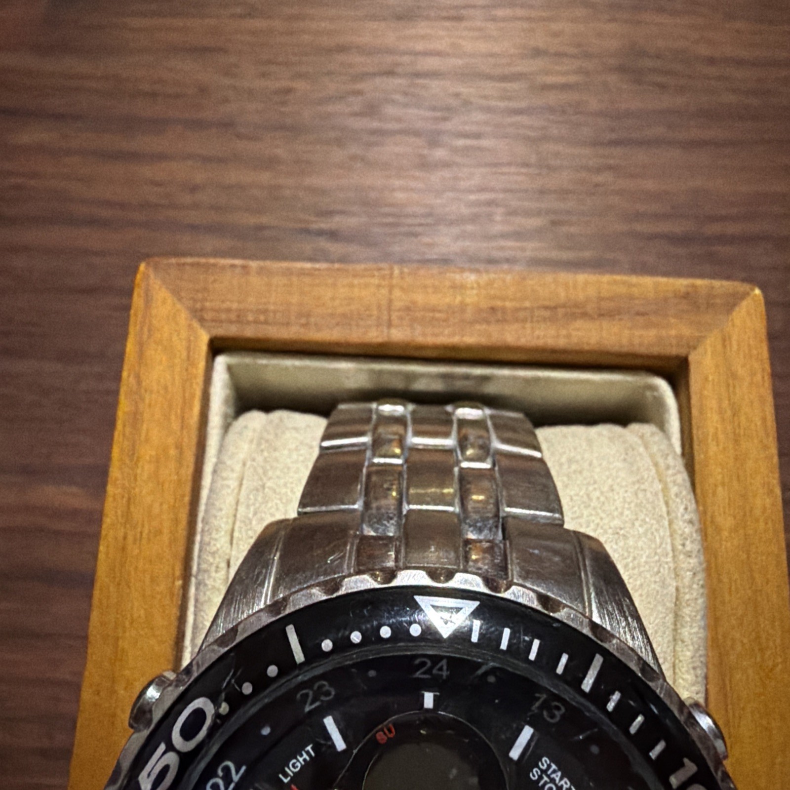 Men’s Stainless Elgin Digital & Analog Watch Needs New Battery Black And Sliver