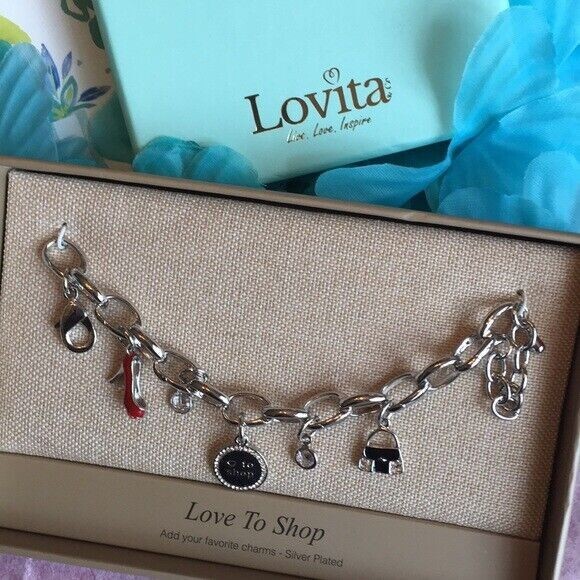 NWT “LOVE TO SHOP” LOVITA CHARM BRACELET IN BOX