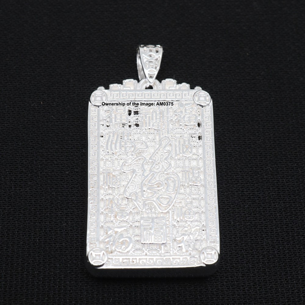 NEW Pure 999 Fine Silver Pendant Abacus-Shaped Ethnic Wealth Lucky Pendant