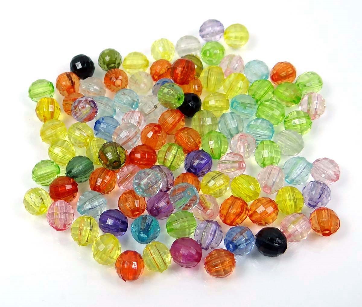 6mm Mixed Color Faceted Round Acrylic Beads spacer (100 pcs)