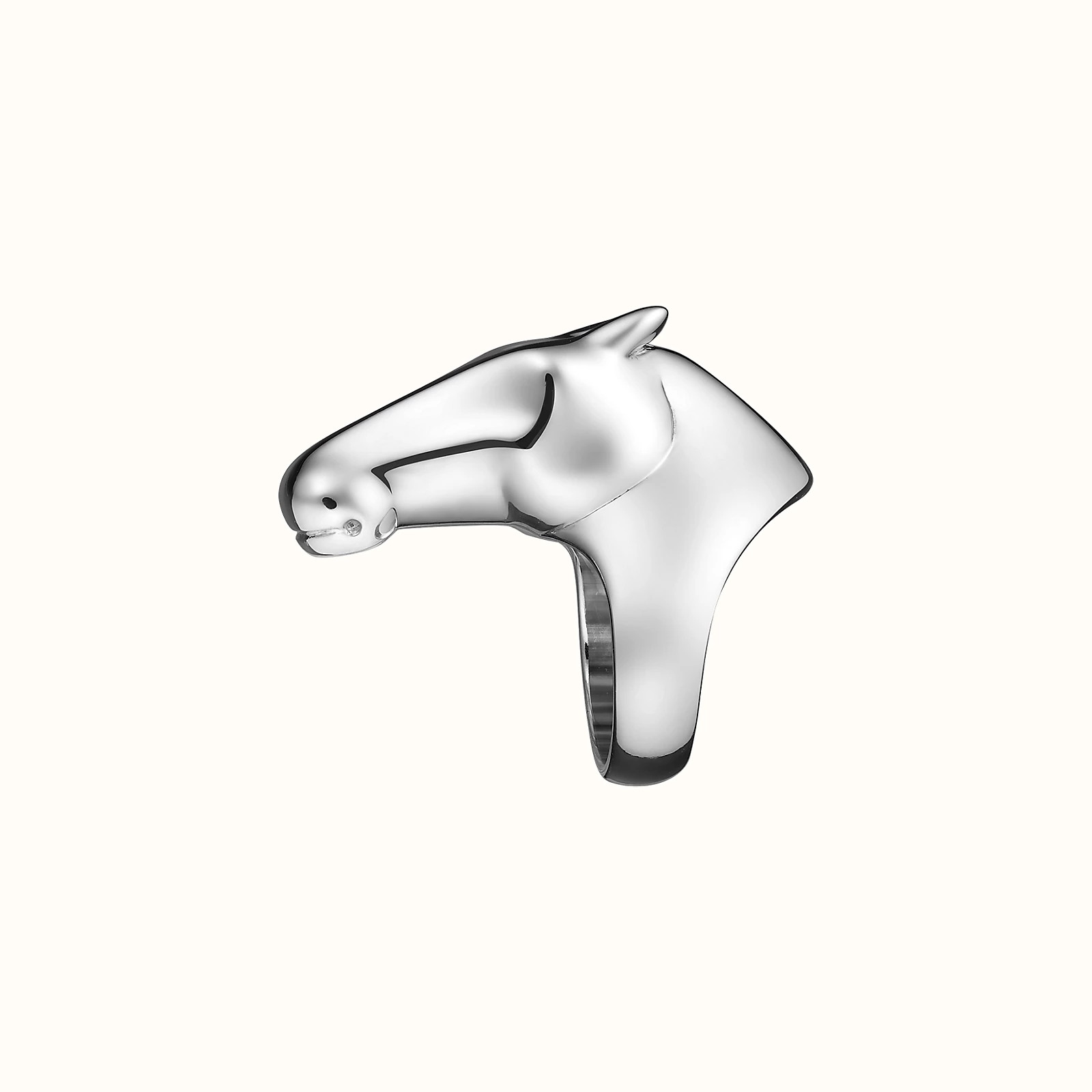 HERMES GALOP Horse Head Ring LARGE Model Sterling Silver US 6-6.25 (Hermes 52)