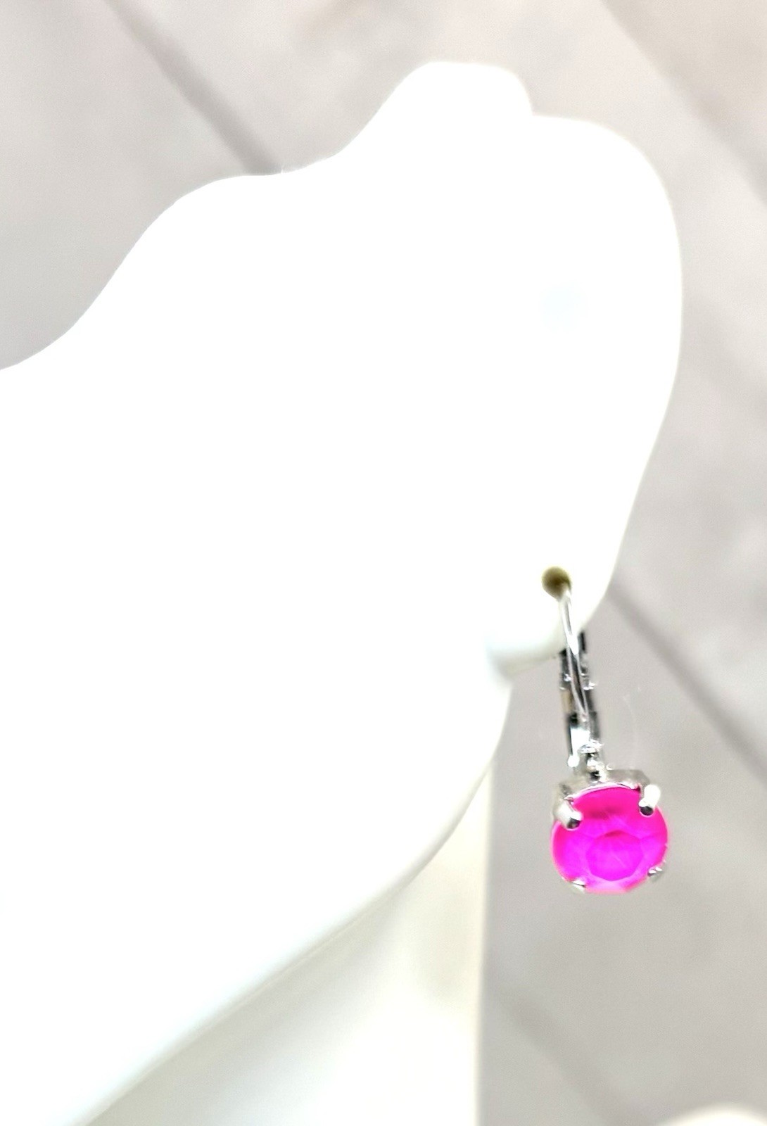 8mm Shiny Silver Plated Neon Pink Cup Chain Drop Earrings