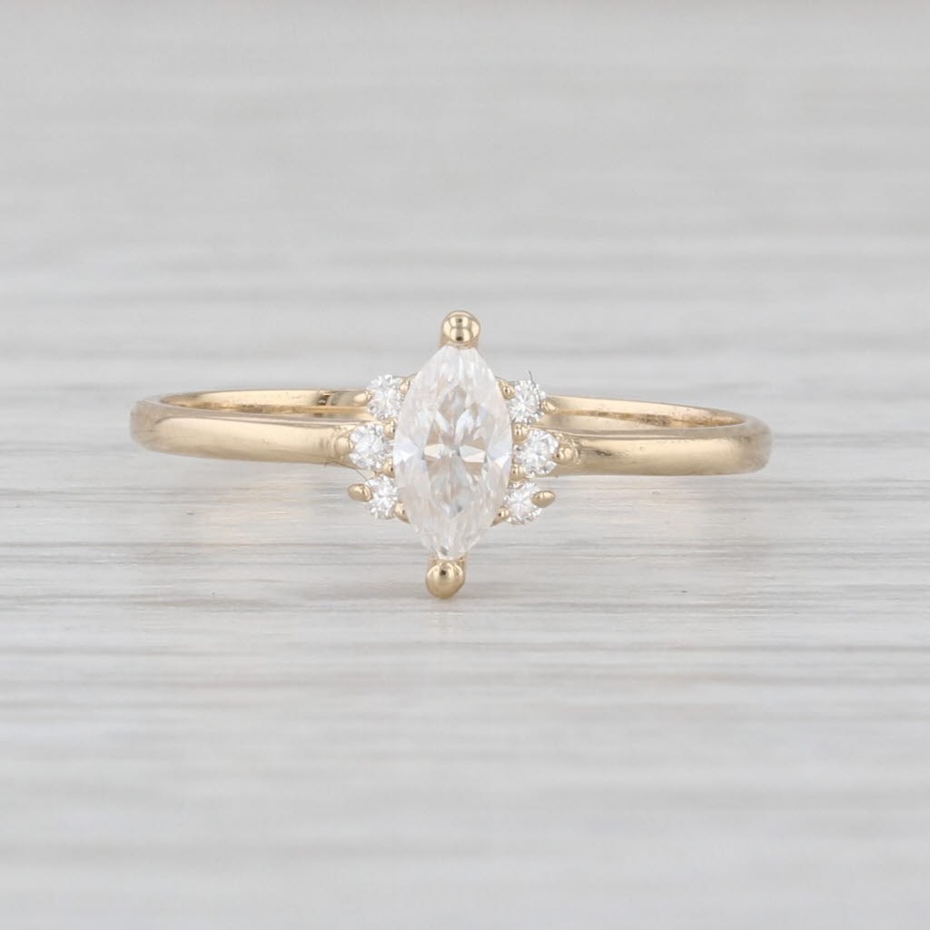 0.23ctw Moissanite Marquise Ring 14k Yellow Gold Size 5 Engagement Promise