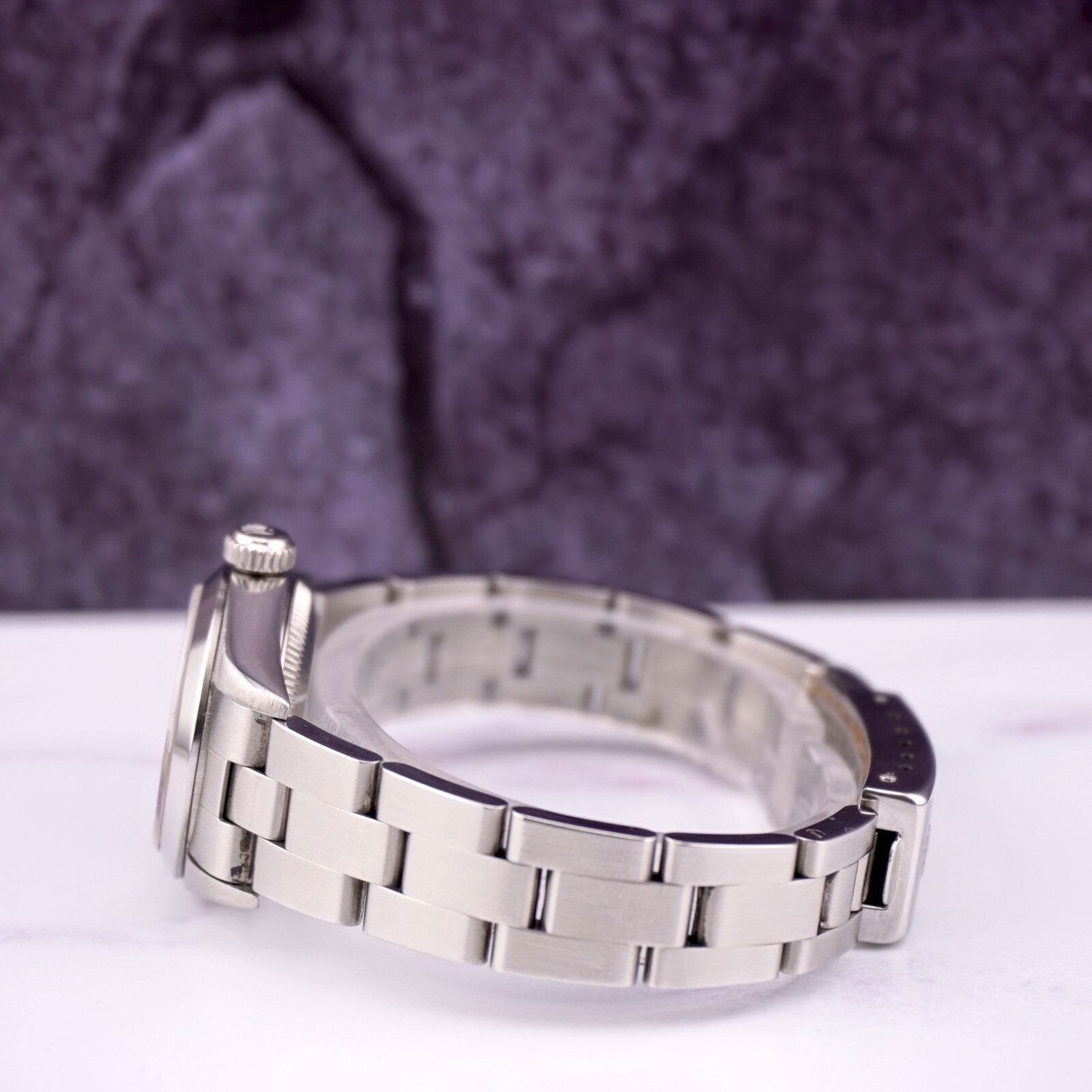 Rolex Oyster Perpetual 25mm Steel White MOP Diamond Smooth Oyster Ladies Watch