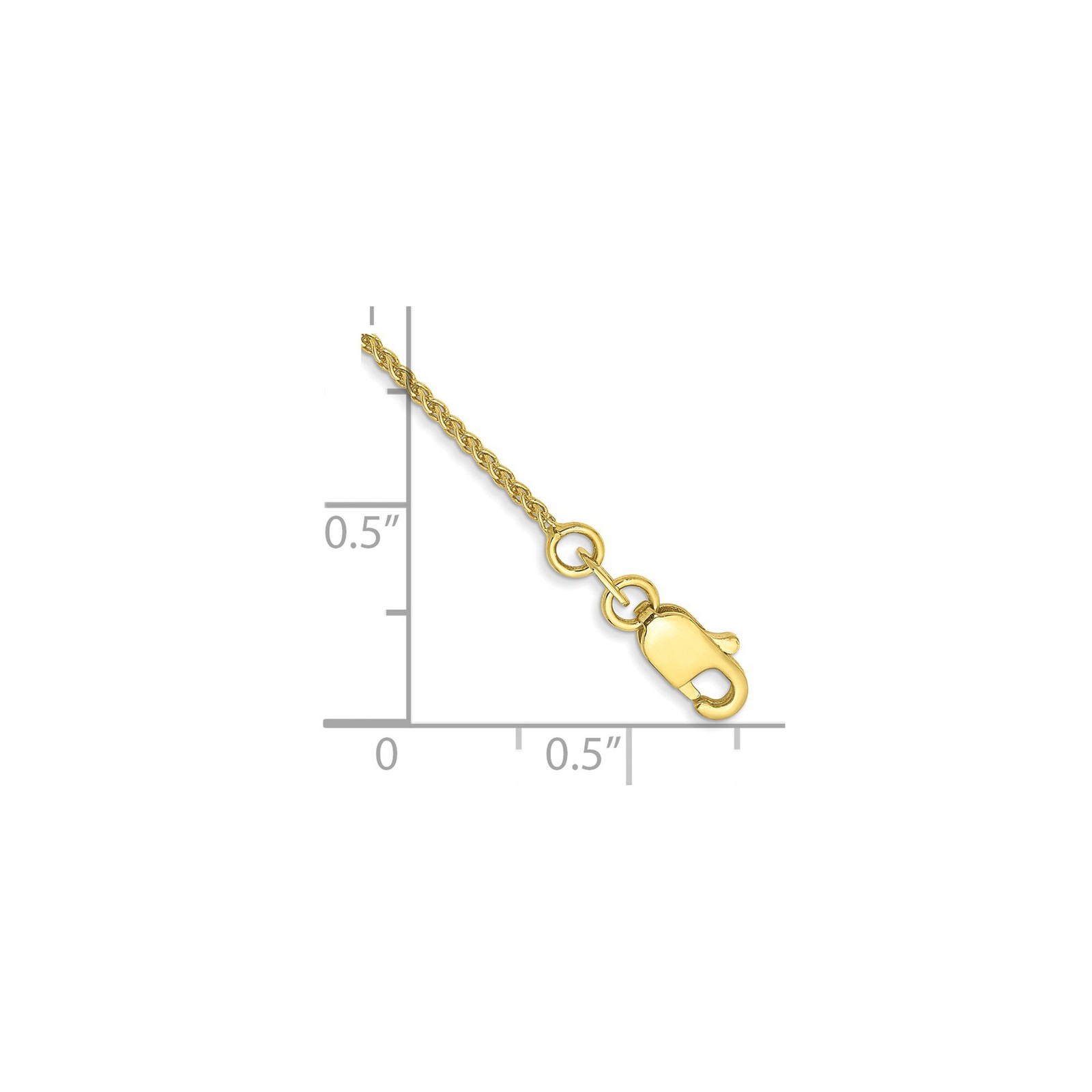 10K Yellow Gold 1-1.7mm Spiga (Wheat) Chain Necklace 7-30 Inch Mens Womens
