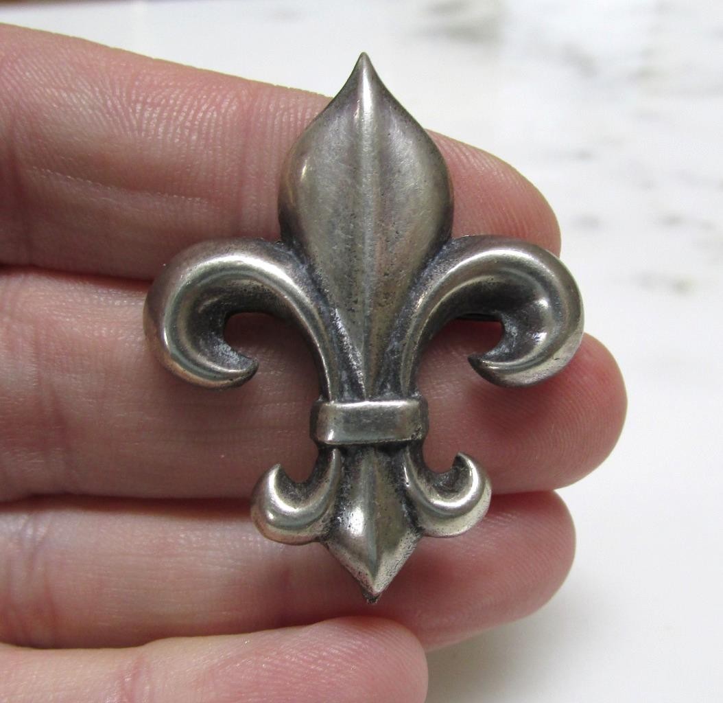 Vintage Sterling Silver Fleur De Lis Pendant / Pin ~ 12.7g ~ 6-E474