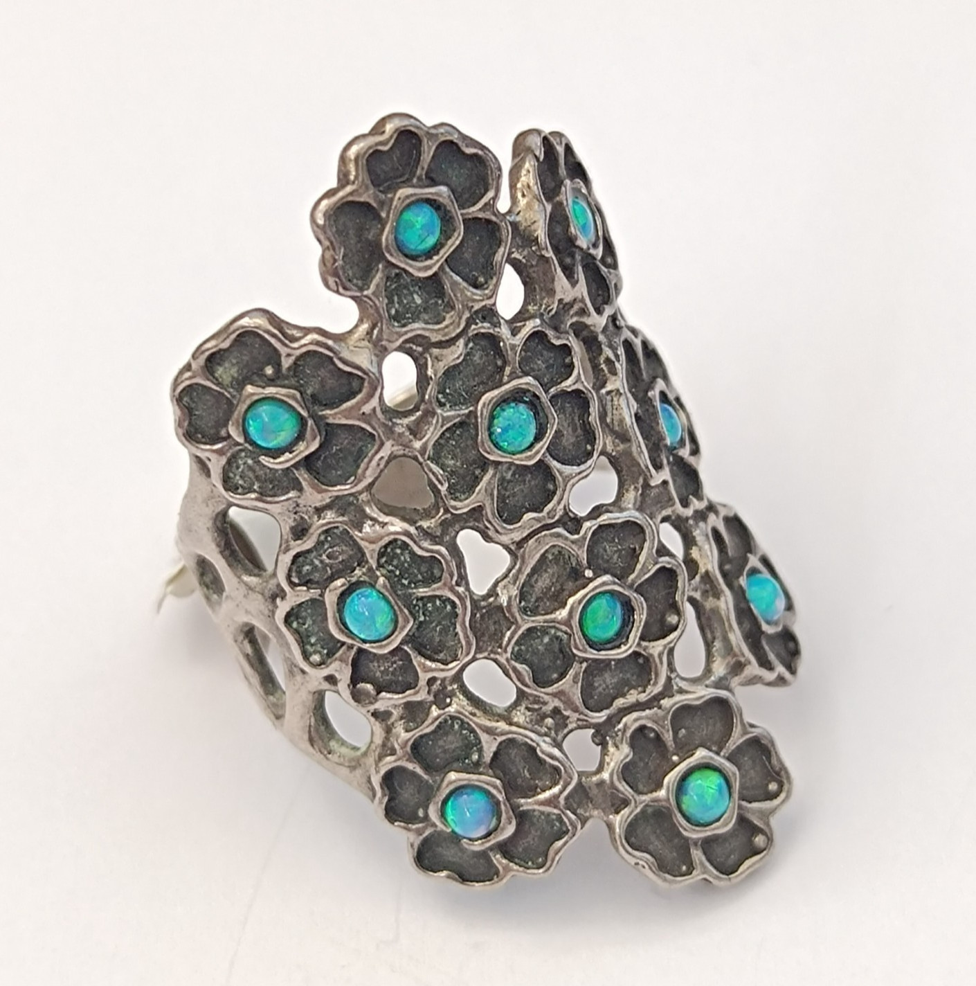 Vintage Sterling Silver Full Finger Ring Bold Modernist Sculptural Statement 925