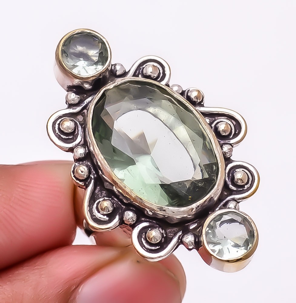 Black Tourmaline Gemstone 925 Silver Plated Jewelry Ring s.6 M1487