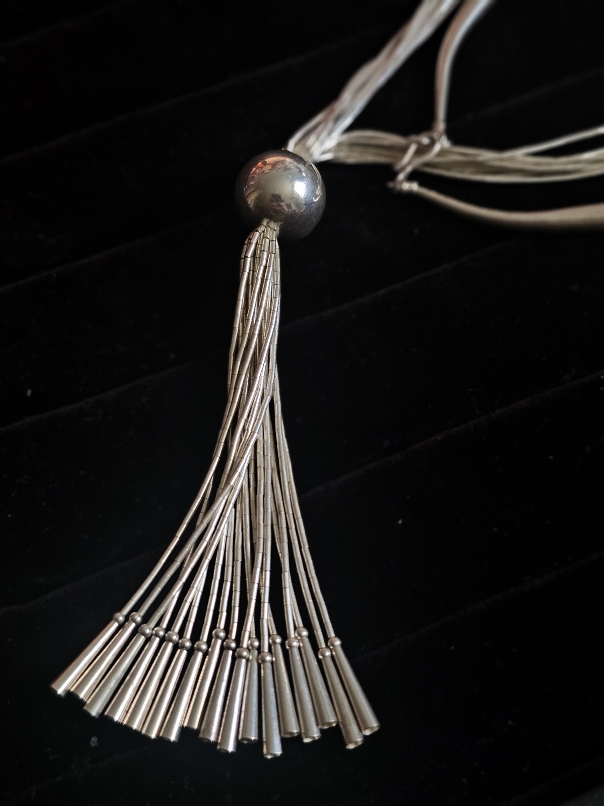Sun West Silver Co Sterling Liquid Silver 8 Strand 30in Art Deco Necklace #S29/3