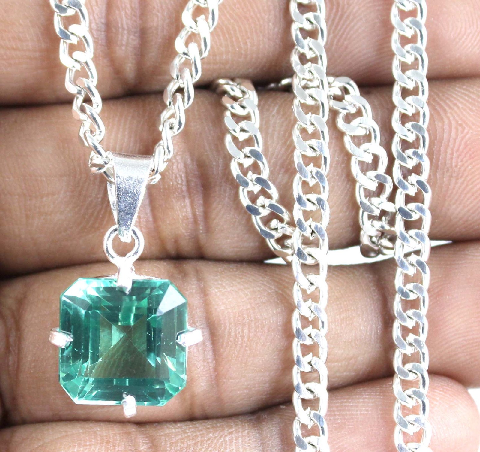 13.30 Ct Natural Green Grandidierite 12 x 12 mm Octagon Gems Certified Pendant