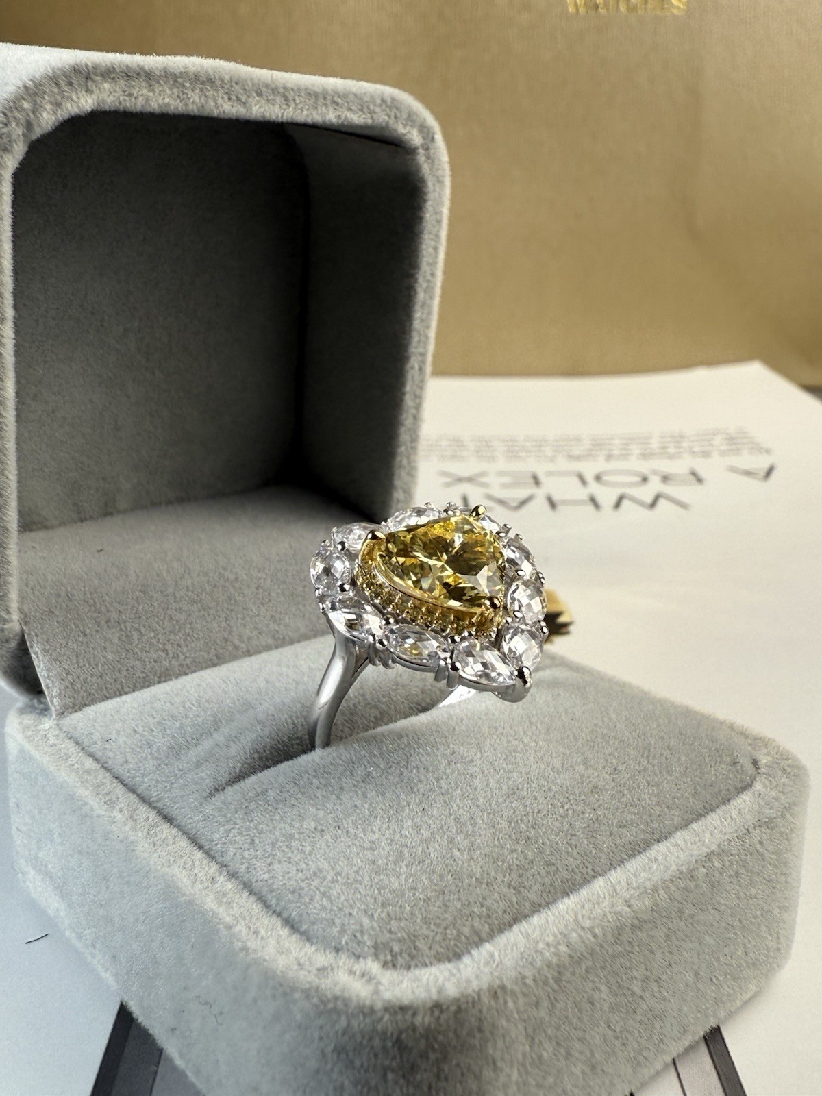 Engagement Ring 925 Sterling Silver Heart Cut Lab Created Yellow Sapphire 6