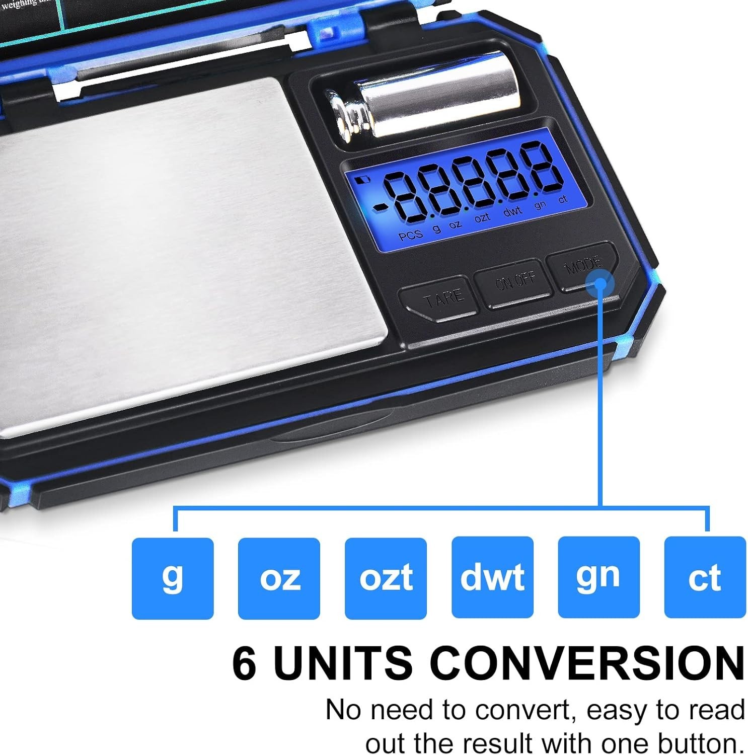 Stylish Blue 200g Gram Scale with TARE Function – Ideal for Precise Weighing