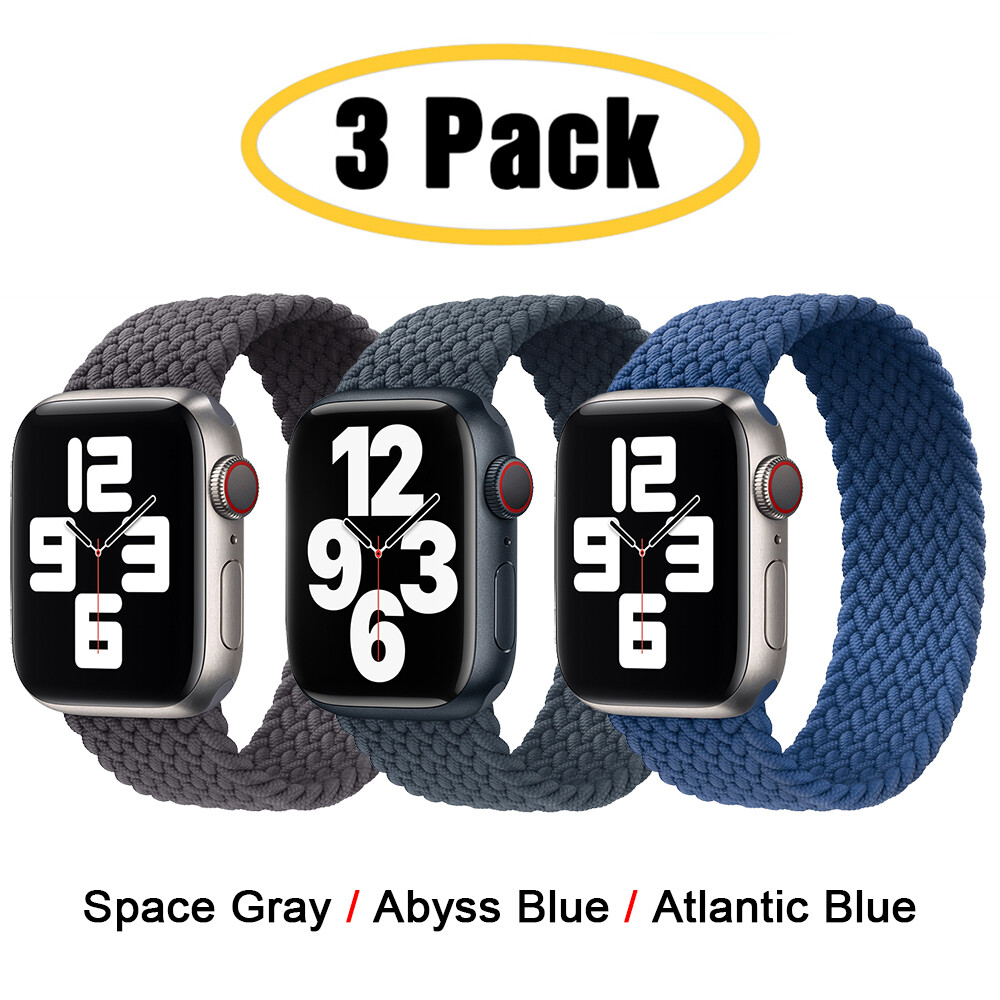 For Apple Watch 11 10 9 8 7 6 5 4 44/45/49mm 3 PACK Braided Solo Loop Band Strap