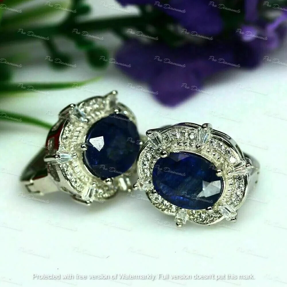 4.20Ct Lab Created Sapphire Diamond Drop/Dangle Earrings 14K White Gold Finish