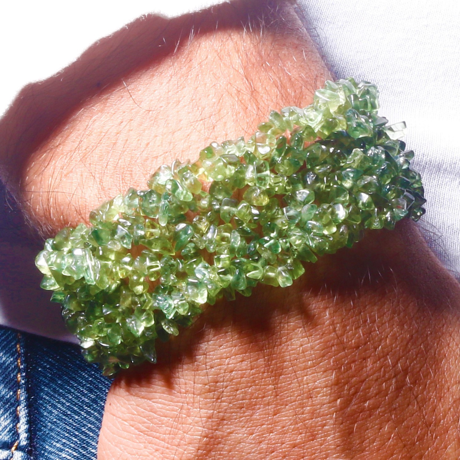 Natural Gemstone Chip Stretch Bracelet Multi Layer Beaded Jewelry Choose Stone
